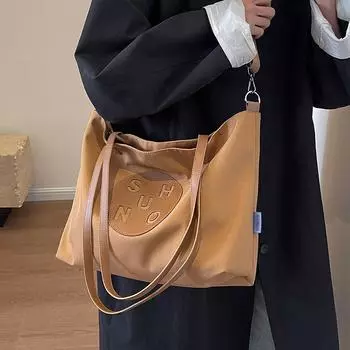 Большая вместительная сумка Женская парусиновая сумка через плечо чёрный