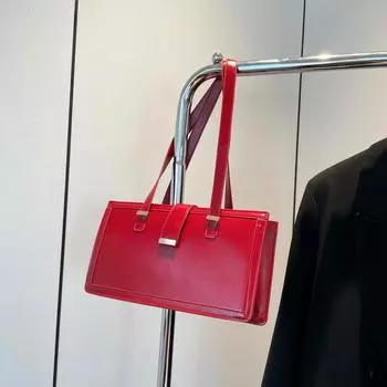 Большая вместительная сумка женская ретро нишевая сумка через плечо масляная сумка красный