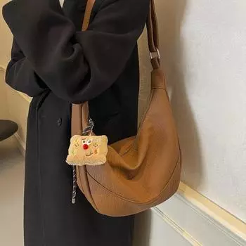 Большая вместительная сумка женская ретро универсальная сумка-мессенджер в иностранном стиле сумка для поездок на работу через плечо сумка-пельмень коричневый