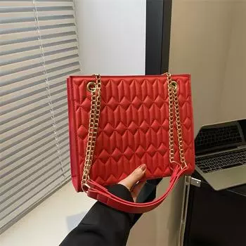 Большая вместительная сумка женская сумка 2024 новая модная интернет знаменитость сумка через плечо универсальная простая сумка-тоут с цепочкой коричневый