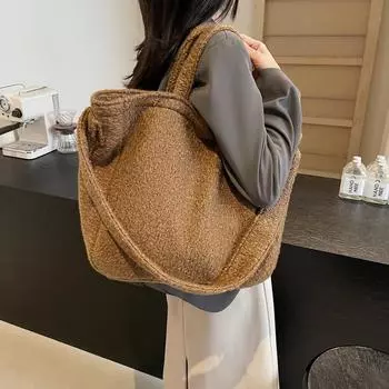 Большая вместительная сумка, женская сумка через плечо, пригородная сумка через плечо коричневый