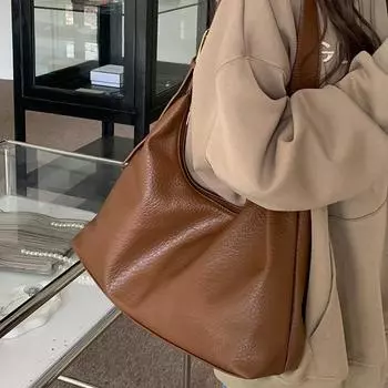 Большая вместительная сумка, женская сумка через плечо в стиле ретро, высококачественная текстура, универсальная сумка для поездок на работу 39cm*9.5cm*22cm коричневый