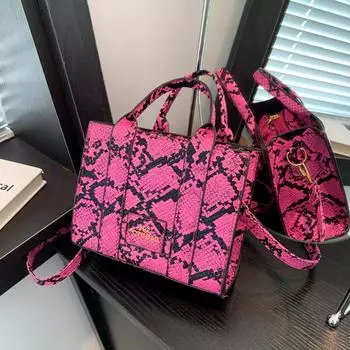 Большая вместительная сумка женская сумка 2024 новая сумка через плечо со змеиным узором женская сумка ручные сумки серый