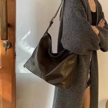 Большая вместительная сумка женская сумка 2024 новая повседневная модная сумка через плечо с текстурой портативная школьная сумка сумка для поездок на работу коричневый