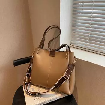 Большая вместительная сумка женская сумка 2024 новая модная осенне-зимняя сумка-мессенджер через плечо с широким диапазоном возможностей для поездок на работу портативная сумка-ведро покинуть белый