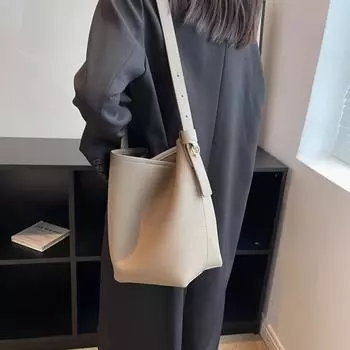 Большая вместительная сумка женская сумка 2024 новая модная универсальная сумка через плечо сумка-мессенджер ретро текстура сумка-ведро серый