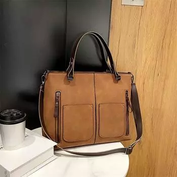 Большая вместительная сумка женская сумка 2024 новая модная повседневная сумка-тоут универсальная сумка через плечо чёрный