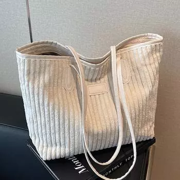 Большая вместительная сумка женская сумка-тоут вельветовая сумка через плечо модная универсальная женская классическая сумка хаки