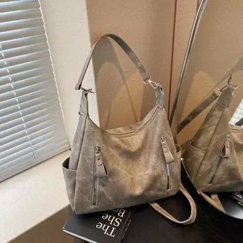 Большая вместительная сумка женская сумка-мессенджер матовая текстура нишевая сумка через плечо сумка для поездок на работу женская серый