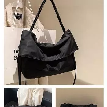 Большая вместительная сумка женская сумка-мессенджер из ткани Оксфорд универсальная сумка-тоут через плечо под мышкой чёрный