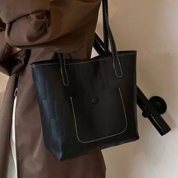 Большая вместительная сумка, женская универсальная модная повседневная сумка через плечо, клетчатая сумка-тоут для поездок на работу коричневый