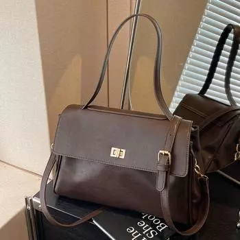 Большая вместительная сумка женская зимняя модная ретро сумка для поездок на работу High Sense через плечо серебряный