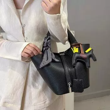 Большая вместительная универсальная сумка-ведро, женская универсальная сумка для поездок на работу, текстура, ручная сумка Tide 15*20*19 белый