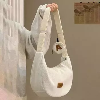 Большая вместительная вельветовая сумка через плечо для женщин и девочек, универсальные сумки, дорожная сумка-мессенджер, однотонная сумка через плечо коричневый