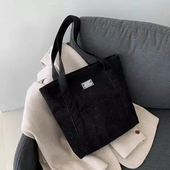 Большая вместительная вельветовая сумка для женщин 2024 года, новая модная полосатая бархатная сумка через плечо, популярная фактура, классическая сумка-тоут для поездок на работу зелёный