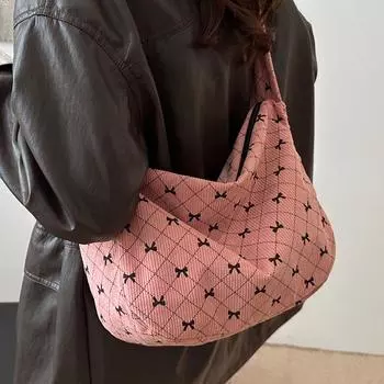 Большая вместительная вельветовая сумка с принтом, широкополосная сумка-тоут, модная универсальная сумка-мессенджер для девочек коричневый