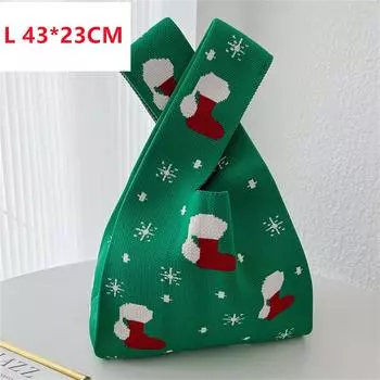 Большая вместительная вязаная сумка в стиле рождественского чулка, повседневная сумка для покупок, сумка-тоут через плечо, плетеный наручный мешочек для женщин, подарки пурпурное сердце