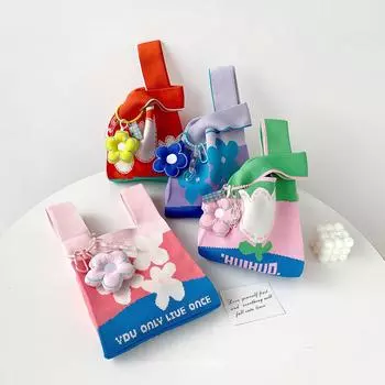 Большая вместительная вязаная сумка женская вязаная сумка-тоут сумка портативное хранилище для использования на открытом воздухе мягкая тканая универсальная и милая сумка 35 * 20cm