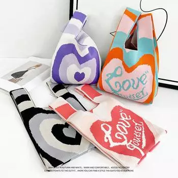 Большая вместительная вязаная сумка женская вязаная сумка-тоут сумка портативное хранилище для использования на открытом воздухе мягкая тканая универсальная и милая сумка 35 * 20cm