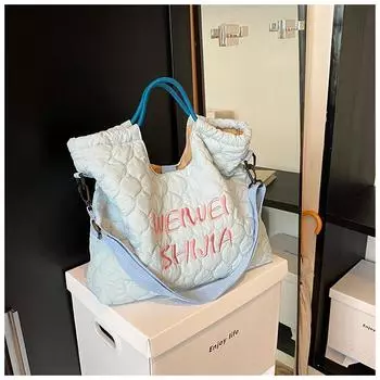 Большая вместительная вышитая студенческая сумка для поездок на работу, новая портативная сумка-тоут dopamine легкая сумка-мессенджер через плечо синий