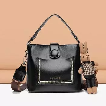 Большая вместительная женская кожаная сумка винтажная сумка-ведро через плечо женские сумки простые сумки