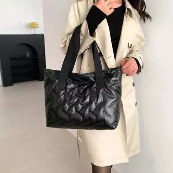 Большая вместительная женская модная сумка из хлопка, сумка для одежды, красивая сумка Ins Niche, индивидуальная простая трендовая сумка-тоут 37x13x26cm серебряный