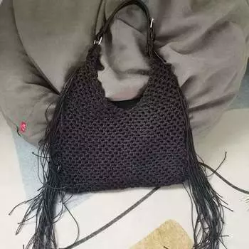 Большая вместительная женская плетеная пляжная сумка с кисточками, полая сумка на одно плечо, подмышечная впадина, дизайн для пляжного отдыха Ins, высококачественный нишевый дизайн