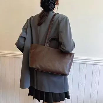 Большая вместительная женская сумка 2024 года, новая осенне-зимняя ретро-сумка для поездок на работу, универсальная сумка через подмышку на одно плечо для мам серый