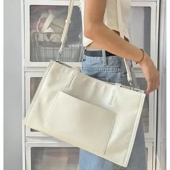 Большая вместительная женская сумка 2024 года, весна-лето, новая простая школьная сумка через плечо, сумка-тоут, универсальная, модная, в стиле ins белый