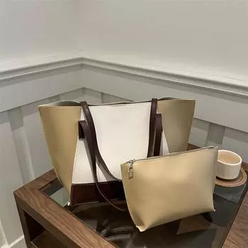 Большая вместительная женская сумка 2024 года, новая осенняя фактурная женская сумка, простая ретро-сумка, сумка-тоут на одно плечо для поездок на работу чёрный