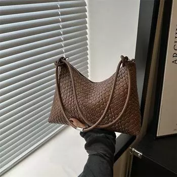 Большая вместительная женская сумка 2024 года, новая модная ретро-сумка через плечо с простой текстурой, популярная в этом году сумка-тоут для поездок на работу чёрный