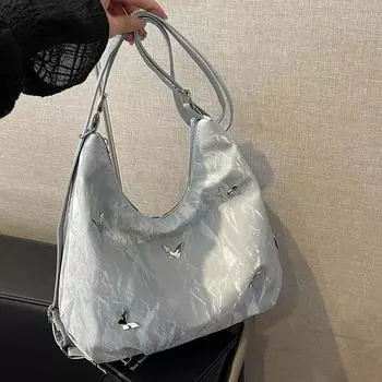 Большая вместительная женская сумка 2024 года, летний новый трендовый нишевый дизайн, многофункциональный рюкзак с двумя плечами и одним плечом через плечо белый