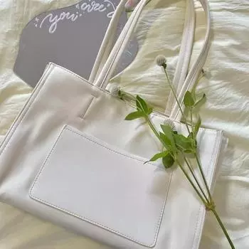 Большая вместительная женская сумка 2024 года, новая простая школьная сумка через плечо, сумка-тоут, универсальная, модная, в стиле ins белый