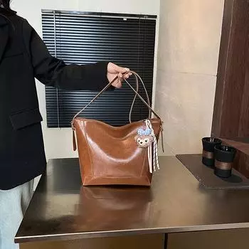 Большая вместительная женская сумка 2025 года, новая сумка-тоут премиум-класса, сумка через плечо в стиле ретро