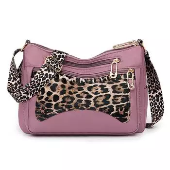 Большая вместительная женская сумка через плечо из нейлона, сумка через плечо с леопардовым принтом, маленькая сумка для мамы фиолетовый