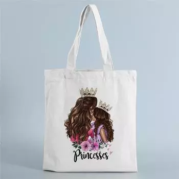 Большая вместительная женская сумка через плечо, эко-сумка-шоппер для женщин, многоразовая пляжная женская дорожная холщовая сумка с принтом «mom life» 24*26cm