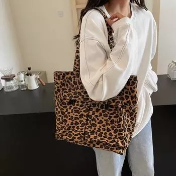 Большая вместительная женская сумка через плечо, легкая женская сумка с леопардовым принтом фиолетовый