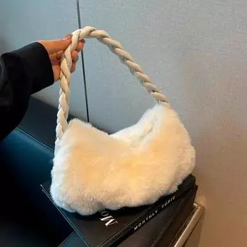 Большая вместительная женская сумка через плечо из меха, повседневная, универсальная, новинка для осени и зимы