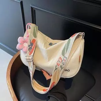 Большая вместительная женская сумка через плечо для поездок на работу бежевый