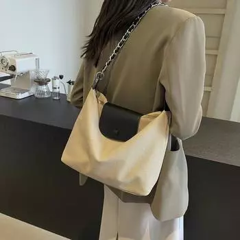 Большая вместительная женская сумка через плечо, контрастная цветная сумка через плечо, художественная сумка высокого класса, новинка на осень и зиму