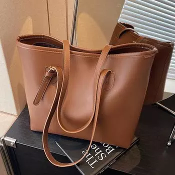 Большая вместительная женская сумка для студенток колледжа, сумка через плечо, женская, портативная сумка для поездок на работу, женская коричневый