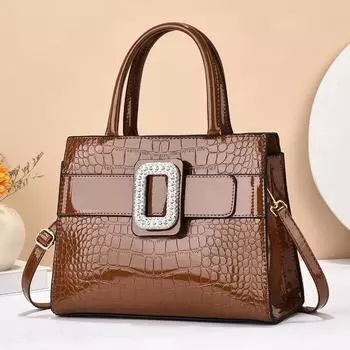 Большая вместительная женская сумка из лакированной кожи 2024 года, роскошная женская сумка через плечо, дизайнерская элегантная женская сумка через плечо 28x11x21cm