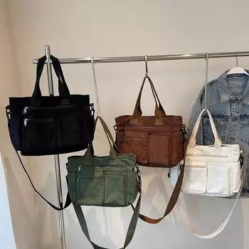 Большая вместительная женская сумка из полосатого бархата, новая женская сумка через плечо в корейском стиле, сумка через плечо в ленивом стиле для повседневного ношения