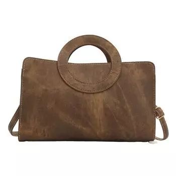 Большая вместительная женская сумка, модная маленькая квадратная сумка, ретро-сумка из искусственной кожи, универсальная сумка-мессенджер коричневый