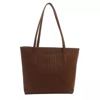 Большая вместительная женская сумка, модная сумка через плечо, универсальная сумка через подмышку, текстурная сумка-тоут из ПУ коричневый