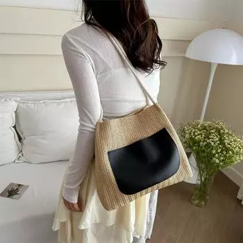 Большая вместительная женская сумка, модная сумка через плечо, универсальная сумка через плечо в китайском стиле, сумка-тоут Tide коричневый