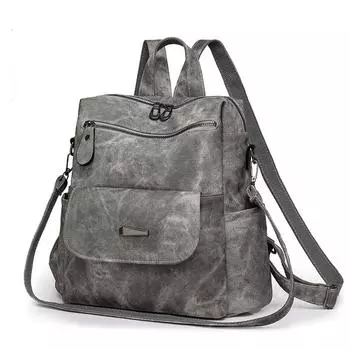 Большая вместительная женская сумка на два плеча, городской простой модный ретро-рюкзак для путешествий на открытом воздухе серый