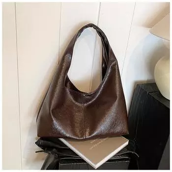 Большая вместительная женская сумка осень-зима 2024 года, новая универсальная сумка для покупок через плечо, простая сумка для отдыха и поездок на работу чёрный