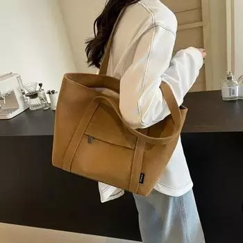 Большая вместительная женская сумка, простая холщовая сумка через плечо, повседневная сумка через плечо