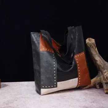 Большая вместительная женская сумка-тоут, элегантная контрастная цветная сумка